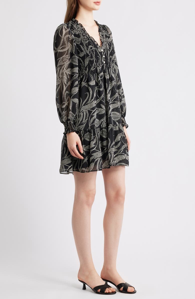 Halogen<sup>®</sup> Smocked Long Sleeve Dress, Alternate, color, Rich Black