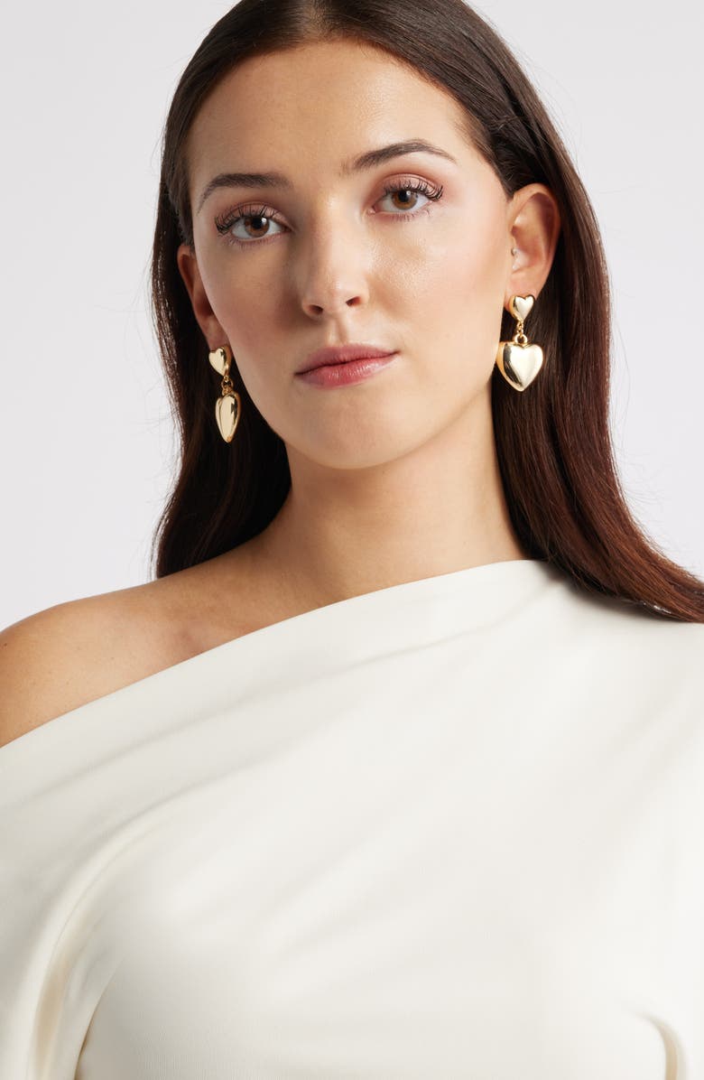 Nordstrom Puffy Heart Drop Earrings, Alternate, color, Gold