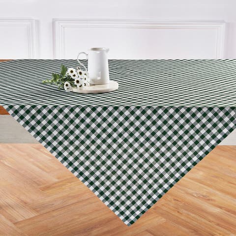 Linen Table Throw - Gingham Check, 52" x 52", 52" x 52"