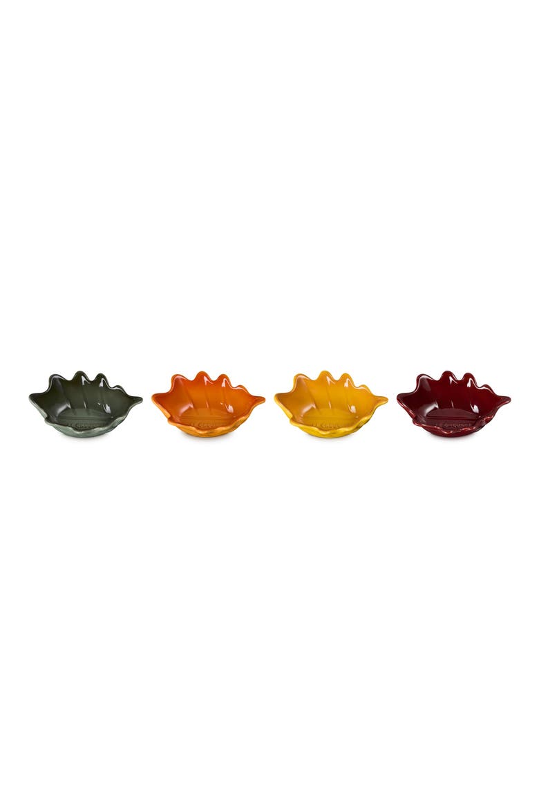 4-Piece Set Mini French Leaf Bowls, Alternate, color, ORANGE MULTICOLOR