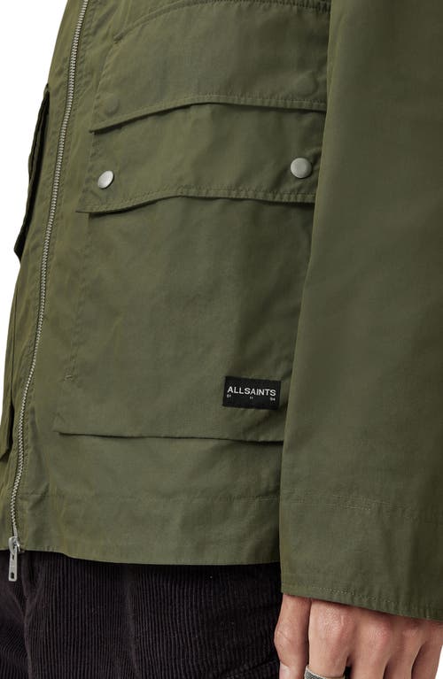 Allsaints Mens Khaki Green Morton Hooded Cotton Blend Jacket In Green