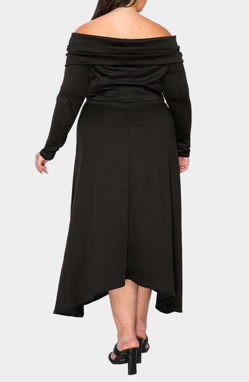 L I V D Lyra Off The Shoulder Long Sleeve Maxi Dress In Black