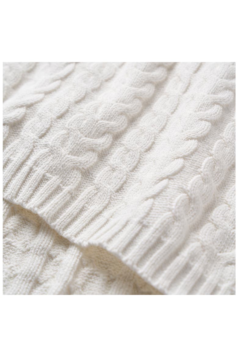 Horseshoe Cable Knit Cotton Blanket, Alternate, color, WHITE