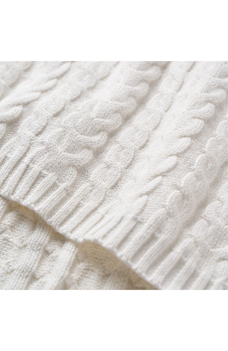 Elegant Baby Horseshoe Cable Knit Cotton Blanket, Alternate, color, White
