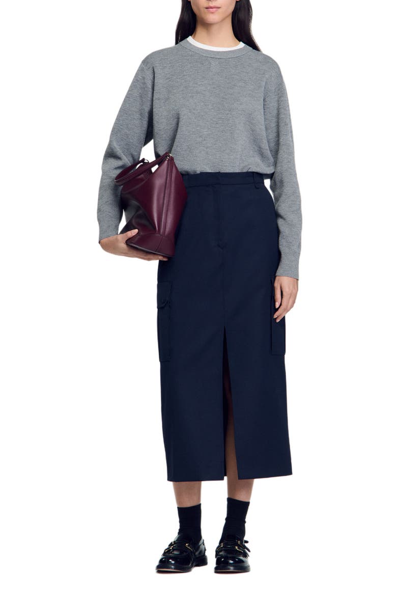 SANDRO Long cargo skirt, Alternate, color, 