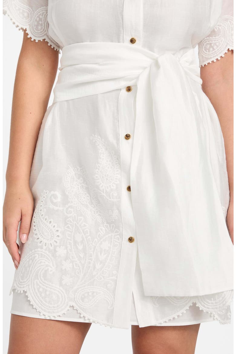 Mindy Embroidery Detail Mini Shirtdress, Alternate, color, WHITE PEAKS