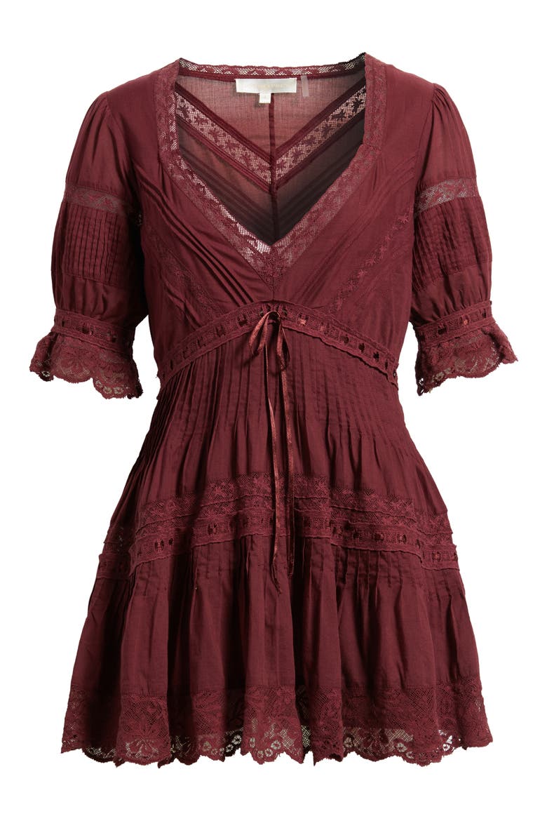 Lilias Lace Cotton Minidress, Alternate, color, SPICED BERRY