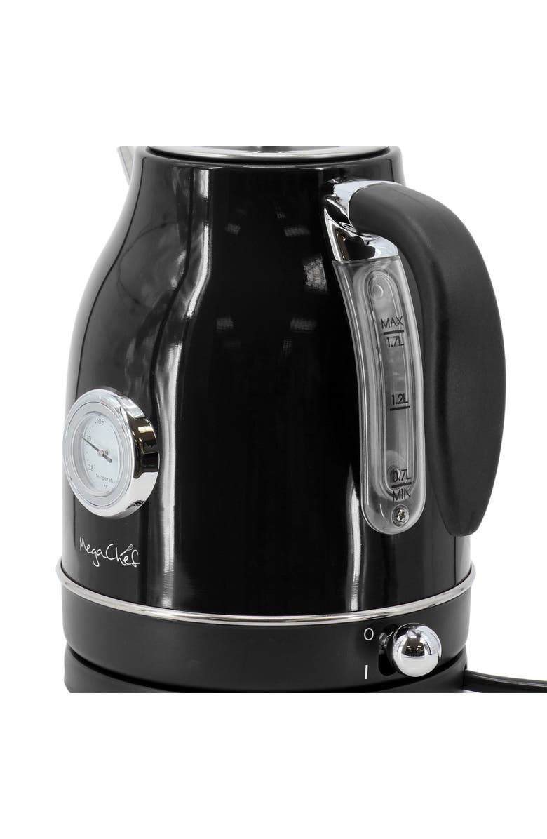 Megachef 1.8 Quart Electric Tea Kettle and 2 Slice Toaster Combo in Black, Alternate, color, Black