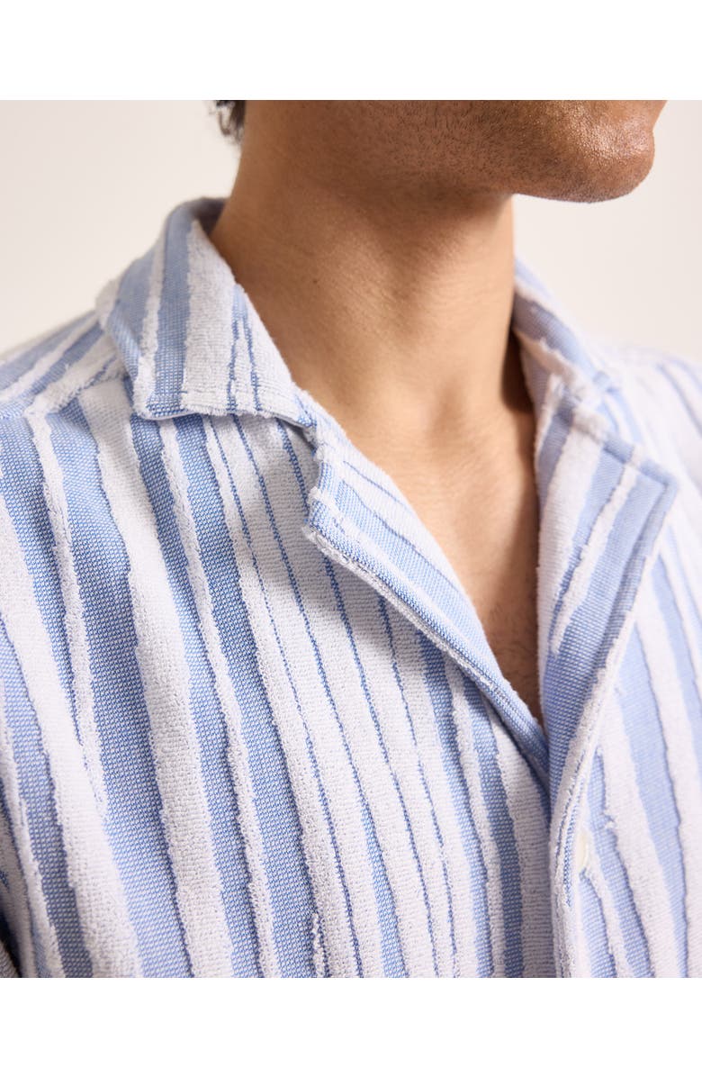 Orlebar Brown Howell Towelling Relaxed Towelling Stripe Shirt, Alternate, color, Aero Blue/White Sand