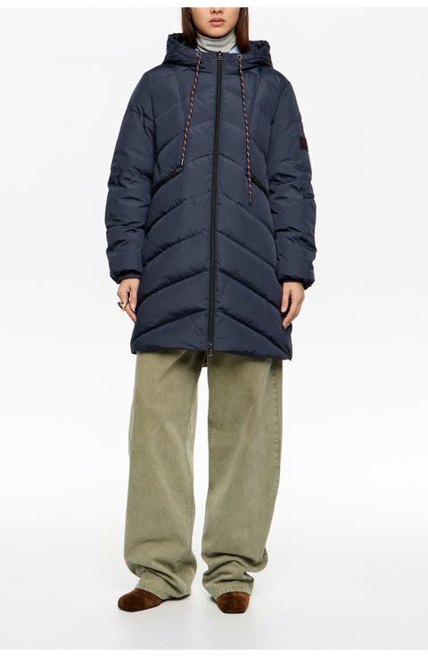 Fur Straight Cut Hooded Puffer