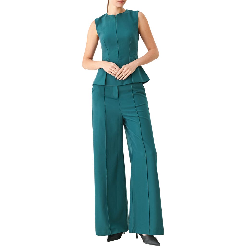 Freemarket Wide Leg Pintuck Trousers In Teal