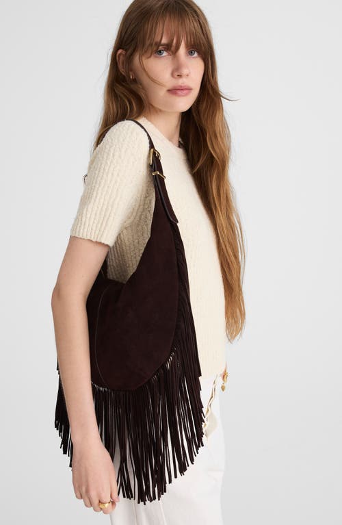 Madewell The Essential Fringed Suede Curve Shoulder Bag In Brown