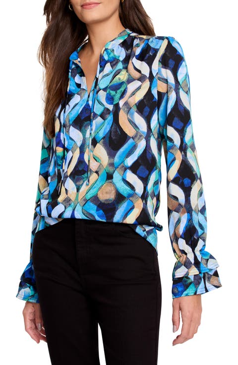 Wave Links Tie Neck Top