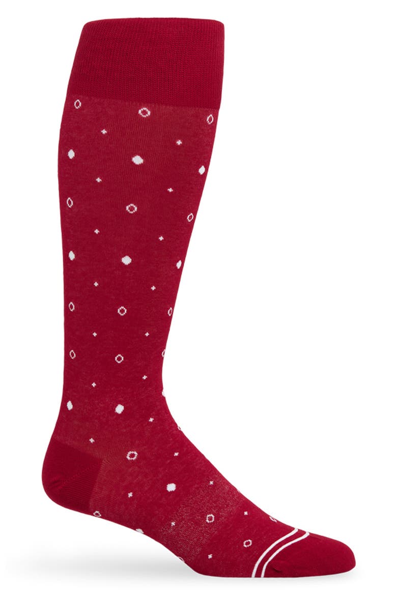 Mixed Dots Mid-Calf Premium Novelty Dress Socks, Main, color, CARDINAL