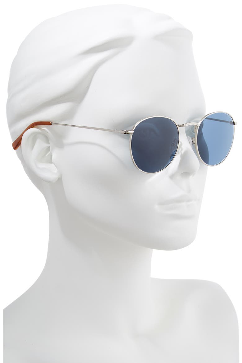 Charlie 50mm Mirrored Round Sunglasses, Alternate, color, SILVER/ INDIGO BLUE