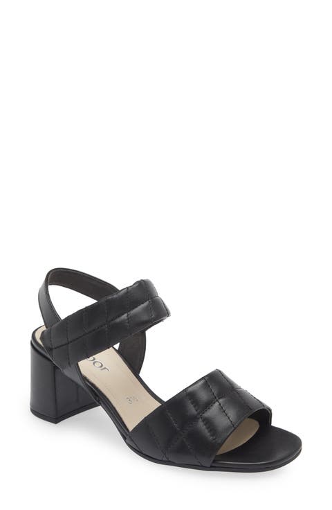Quilted block Heel Sandal (Women)