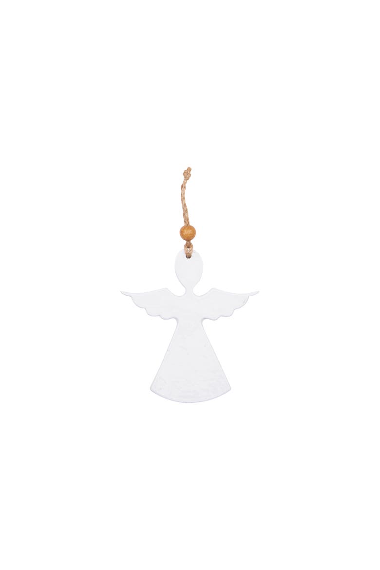 Metal White Angel Ornament, Main, color, White