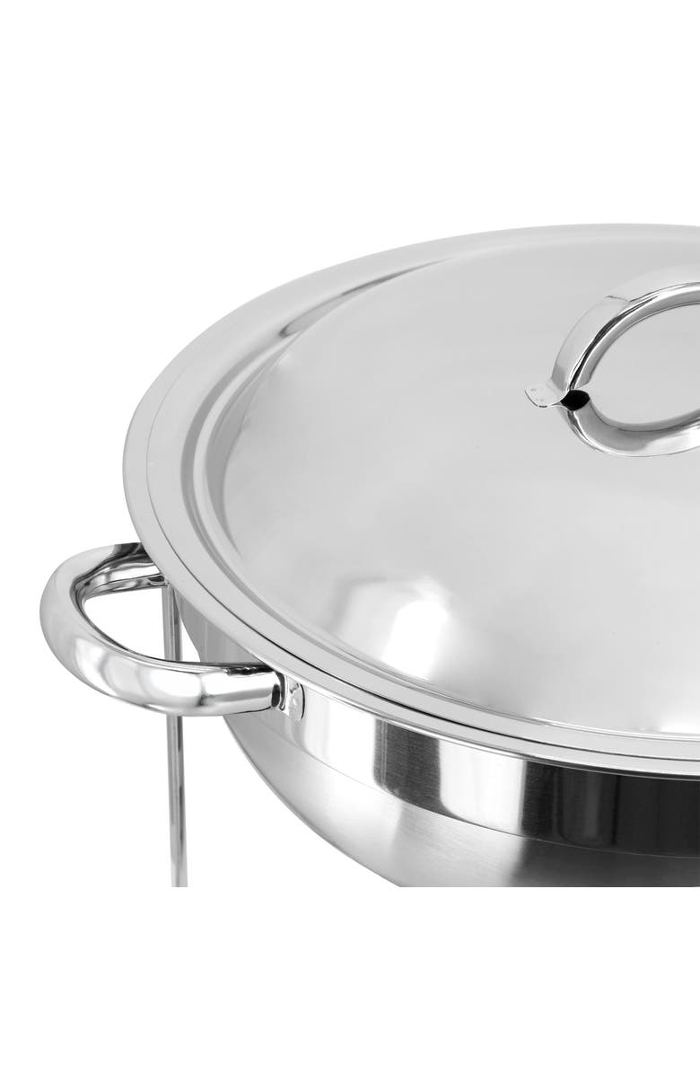 Megachef 5.3 Quart Round Stainless Steel Professional Chafing Dish/Food Warmer/Buffet Server Serving Trays, Alternate, color, Silver