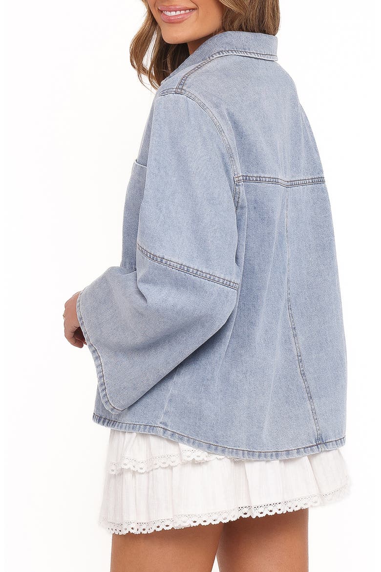 Celestina Wide Sleeve Denim Popover Top, Alternate, color, LIGHT WASH