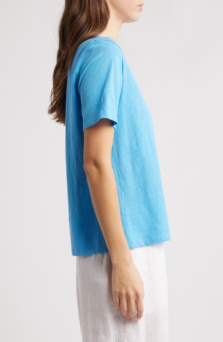 Eileen Fisher Easy V-Neck Organic Cotton T-Shirt, Alternate, color, Azure