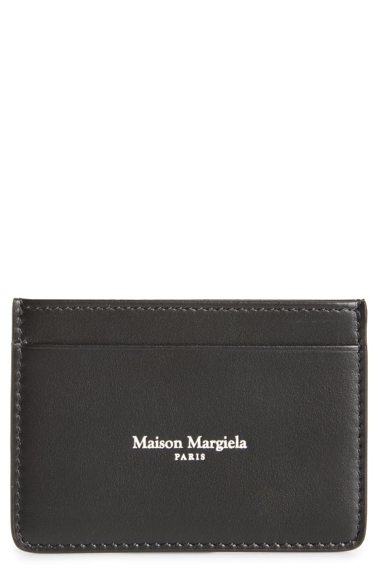 Maison Margiela Slim Leather Card Case, Main, color, Black/ Silver