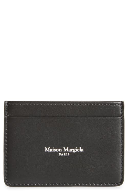 Maison Margiela Slim Leather Card Case in Black/Silver at Nordstrom