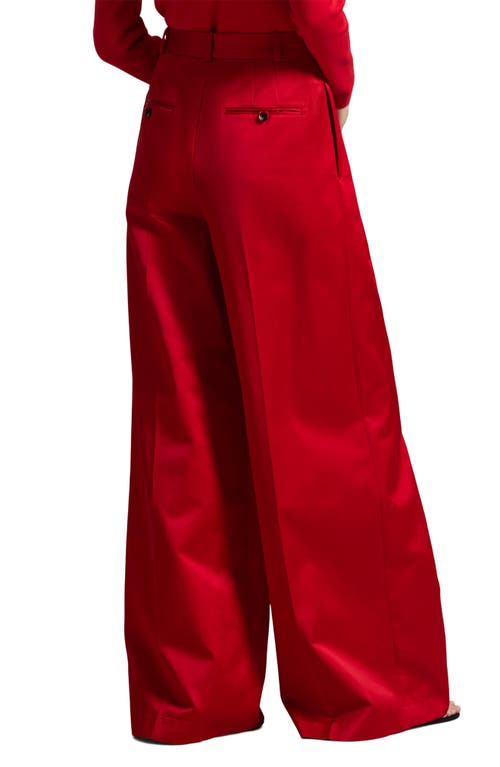 Polo Ralph Lauren Pleated Satin Wide Leg Pants In Red