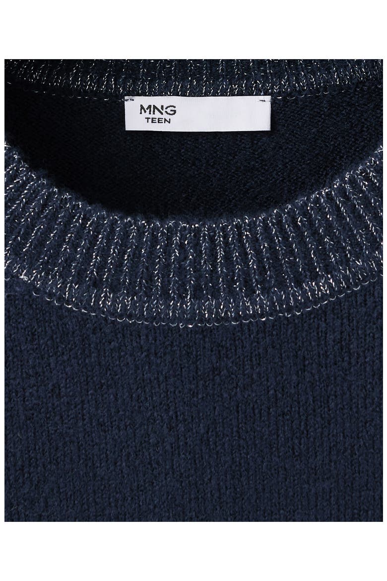 Lurex Detail Crewneck Sweater, Alternate, color, NAVY
