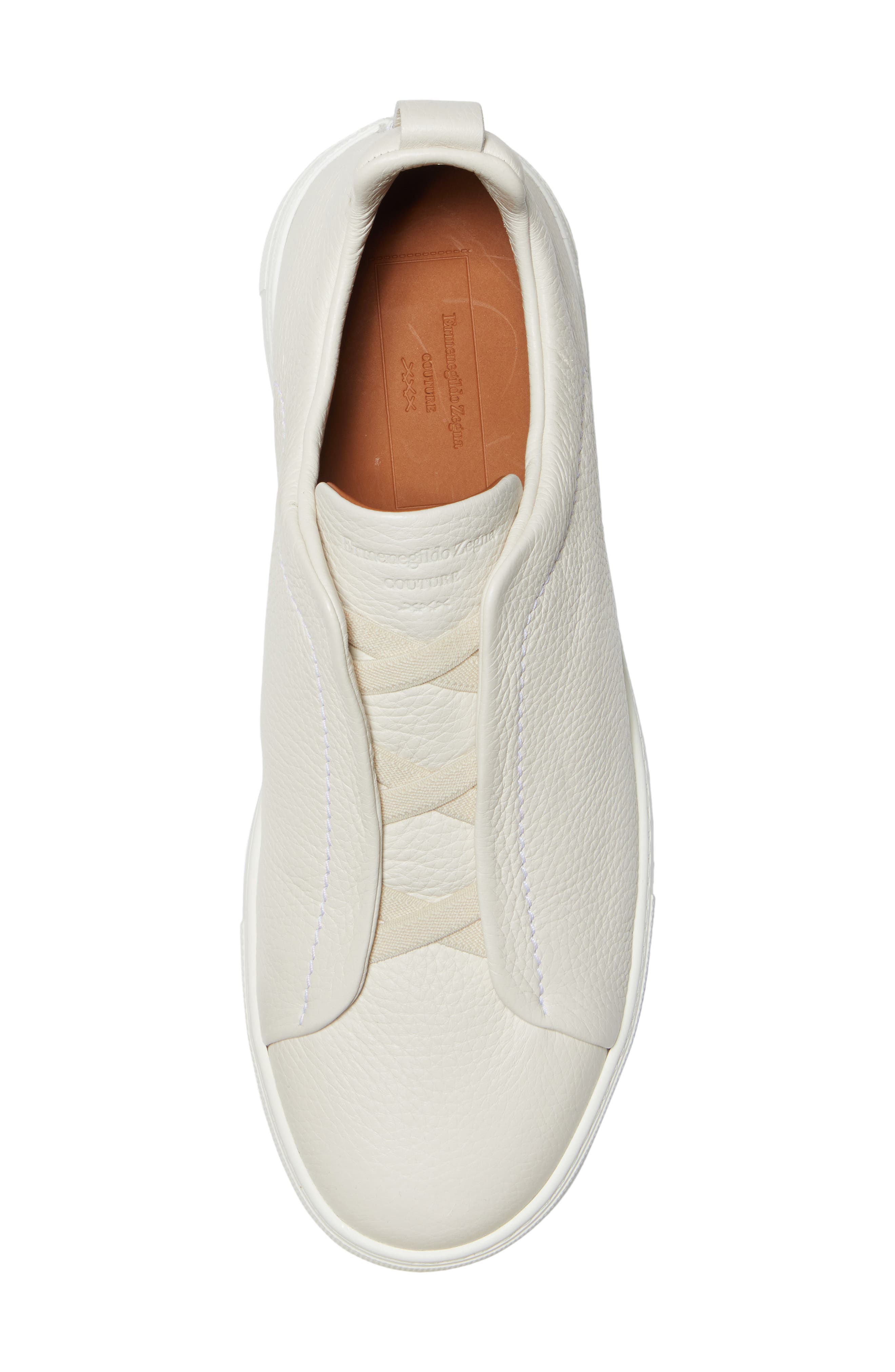 ZEGNA Triple Stitch Deerskin Leather Slip-On Sneaker, Alternate, color, 