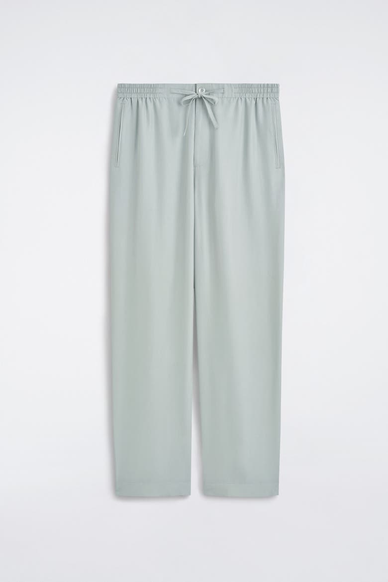 Silk Relaxed-fit Straight-leg Pants, Alternate, color, SAGE GREEN