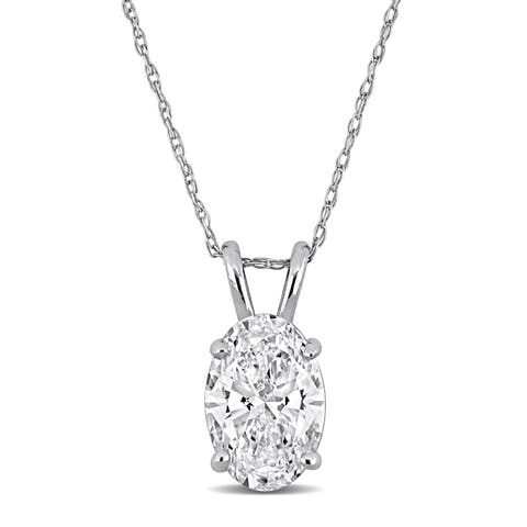 Lab Grown Diamond Oval Solitaire Necklace 14k