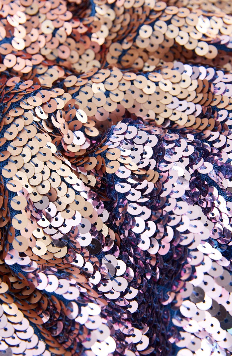 NEXT Kids' Mixed Media Long Sleeve Twist Front Sequin Dress, Alternate, color, Pink