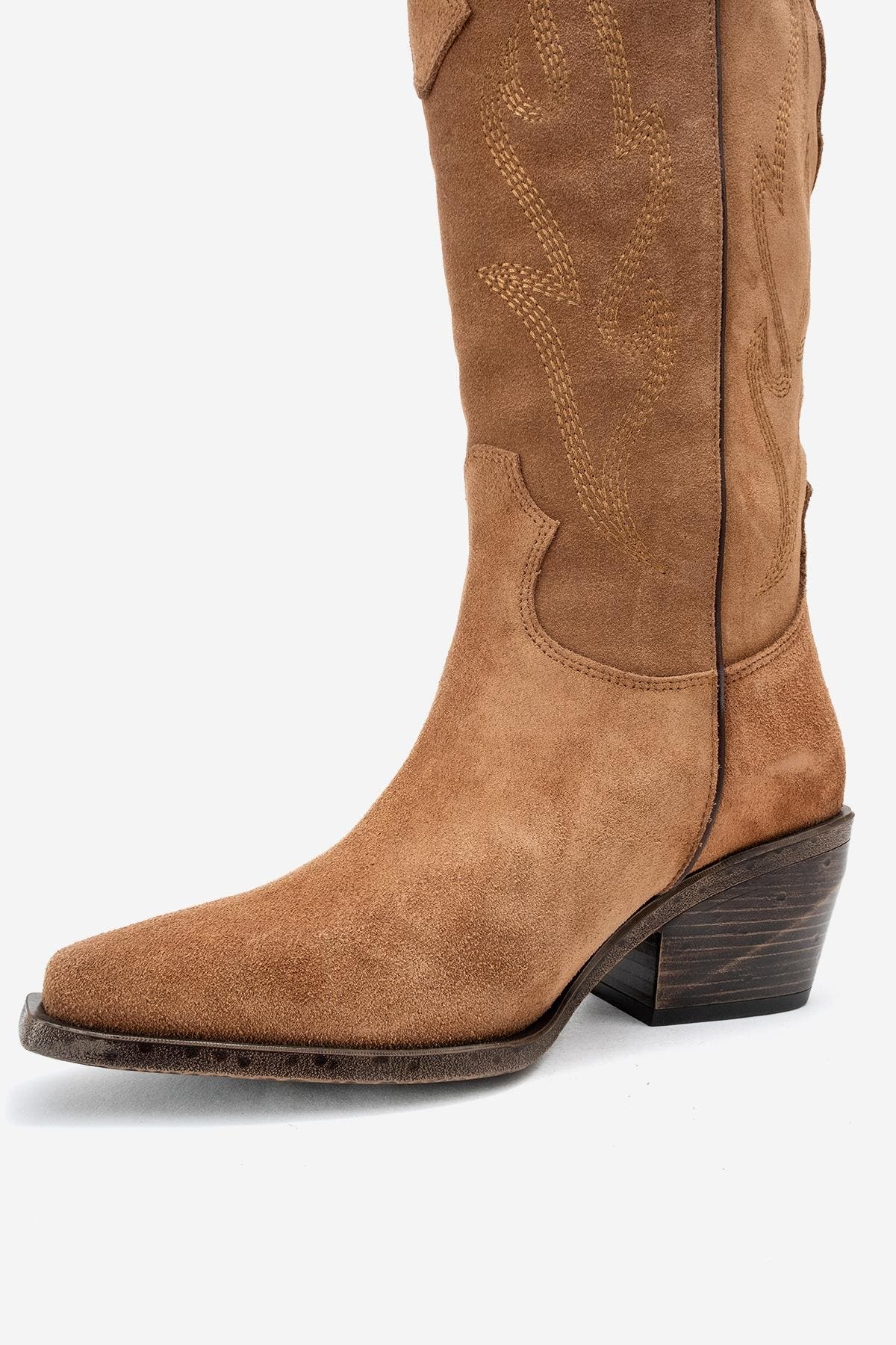 Pietro Leather Western Knee High Boot, Alternate, color, Cognac Suede Leather