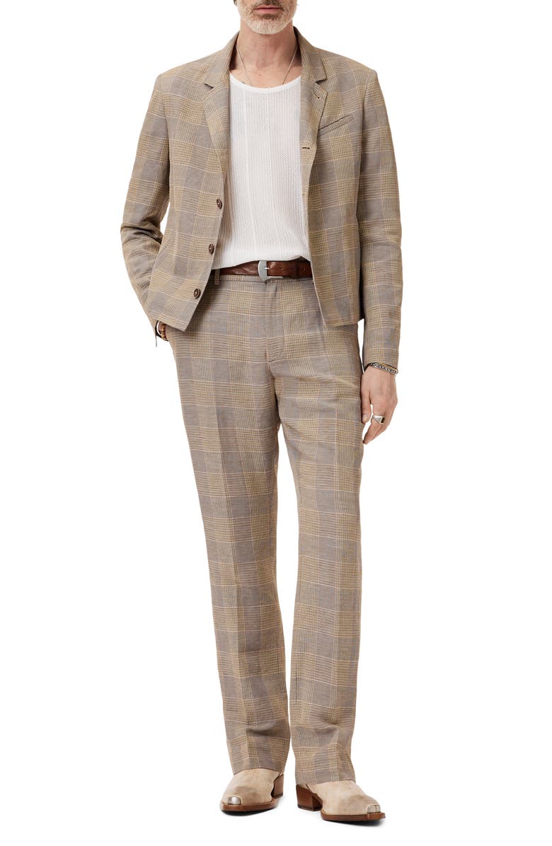 John Varvatos Torino Short Glen Plaid Linen & Viscose Sport Coat, Alternate, color, Dark Tan