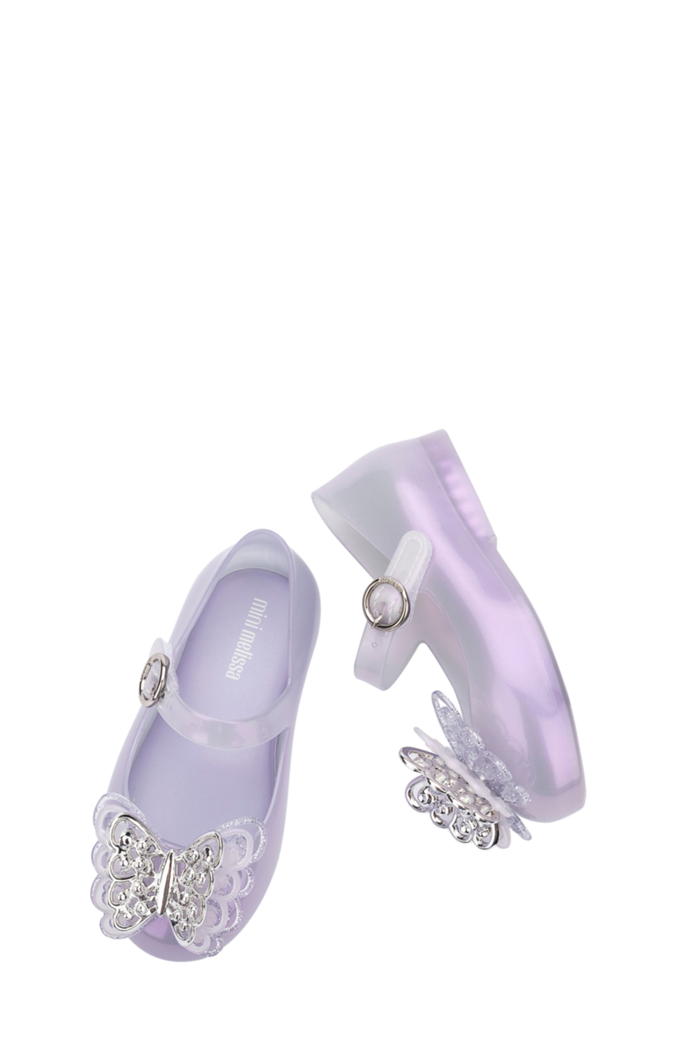 Mini Melissa Kids' Sweet Love Fly Flat, Alternate, color, Pearly Lilac