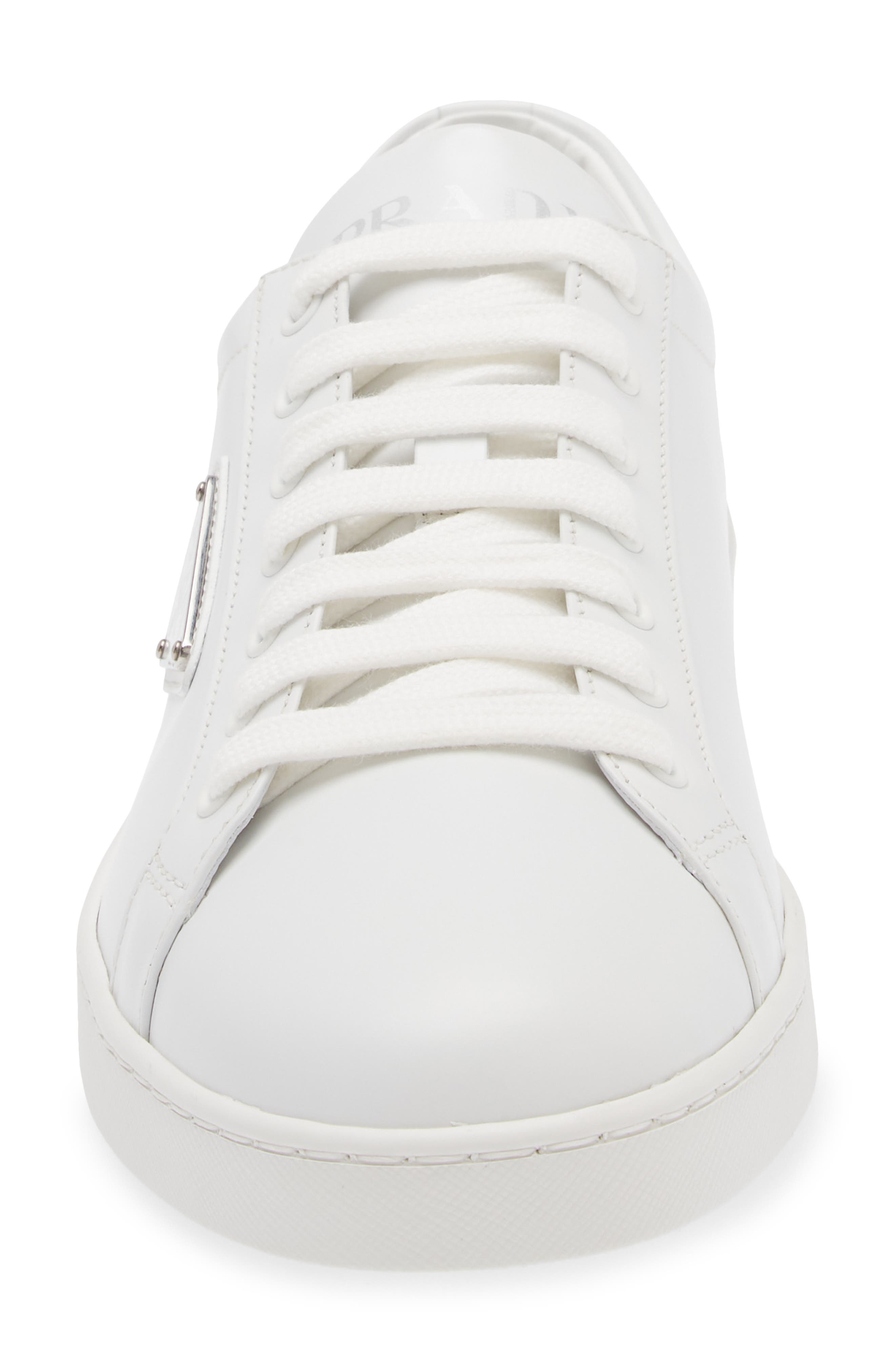 Lane Triangle Logo Low Top Leather Sneaker, Alternate, color, BIANCO