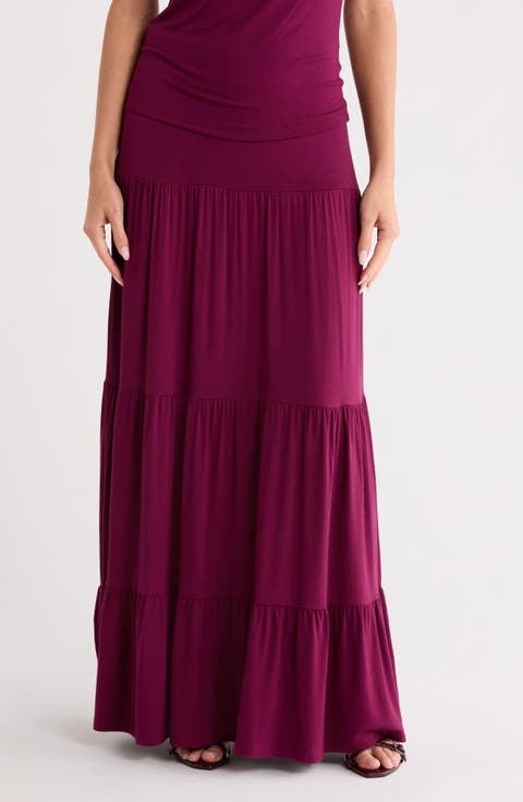 Tiered Jersey Maxi Skirt