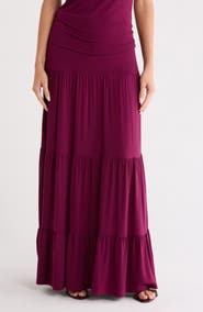 Renee C Tiered Jersey Maxi Skirt