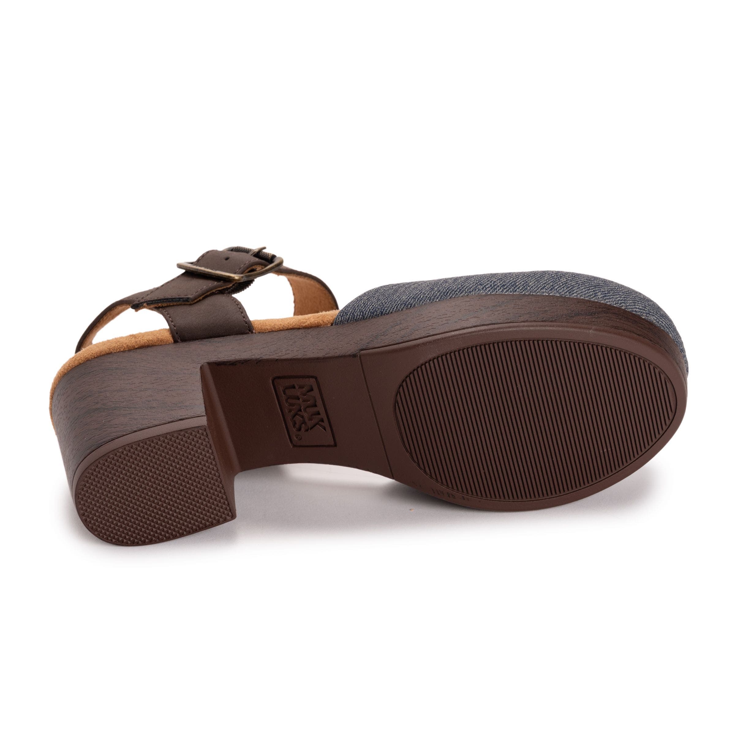 Merritt Quarter Strap Clog, Alternate, color, Denim/ Dark Brown