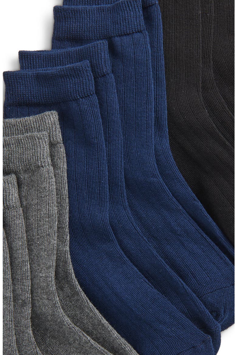 Kids' Assorted 6-Pack Ribbed Cotton Blend Dress Socks, Alternate, color, GREY MULTI
