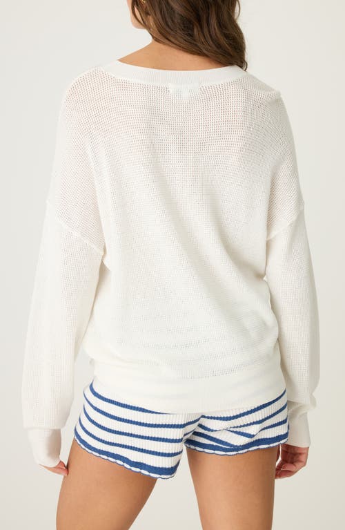 Pj Salvage Seaside Charm Waffle Knit Pajama Top In White
