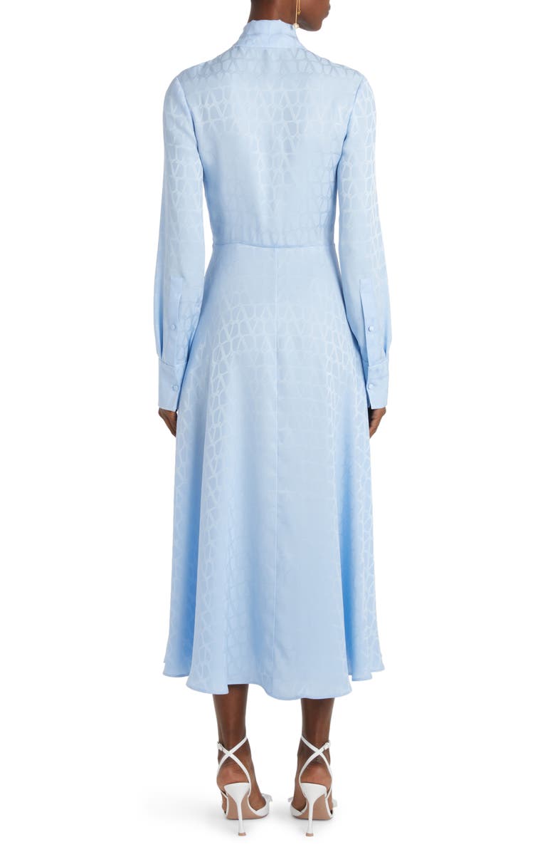 Valentino Garavani VLOGO Toile Iconographe Long Sleeve Silk Midi Dress, Alternate, color,