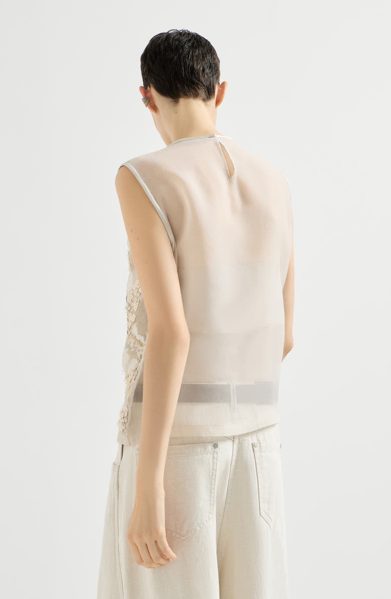 Brunello Cucinelli Top with dazzling seabed embroidery, Alternate, color, Beige