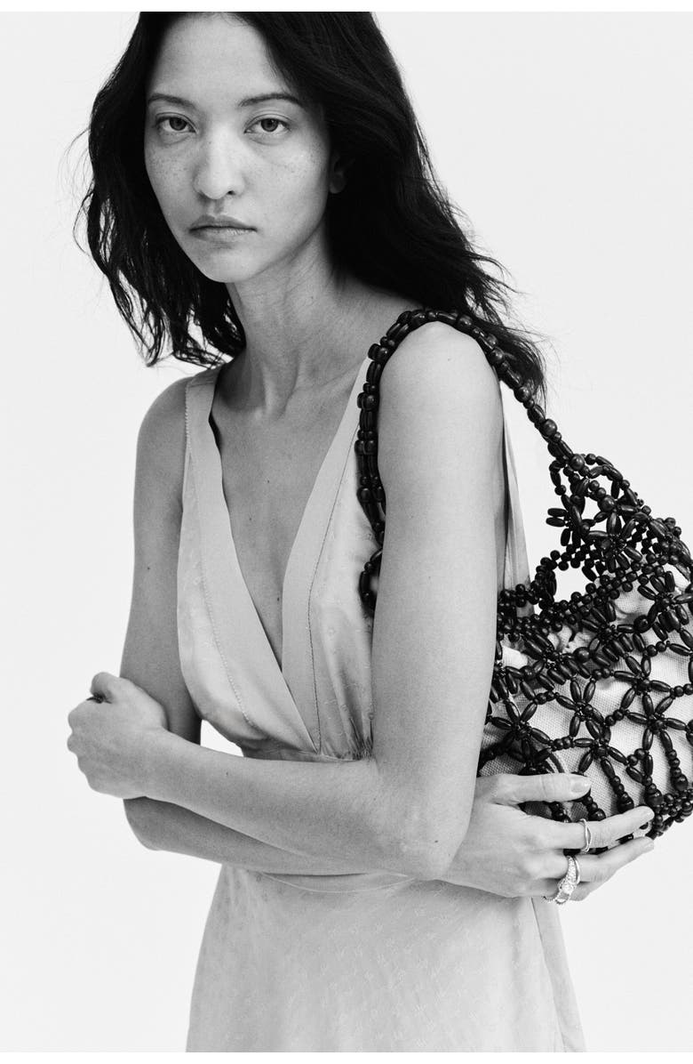 H&M Asymmetric Jacquard-weave Dress, Alternate, color, Light Dusty Turquoise