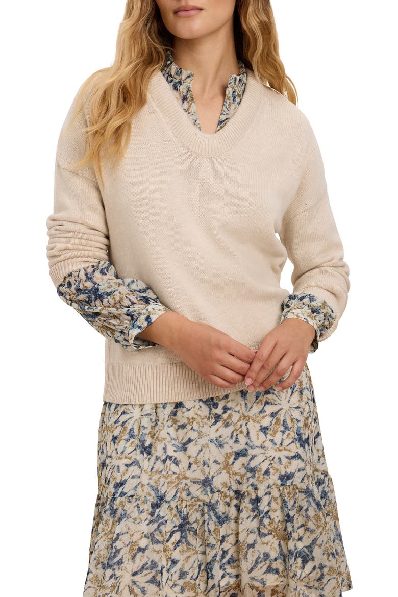 Cotton Blend Sweater, Main, color, PALE SISAL