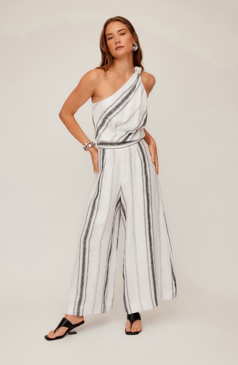 FIFTEEN TWENTY Vanita Stripe One-Shoulder Linen Top, Alternate, color, 