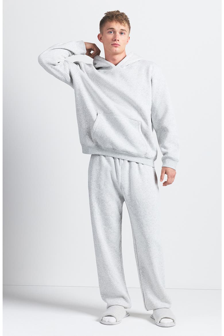 Fleece Lounge Relaxed Hoodie, Alternate, color, LIGHT HEATHER GREY