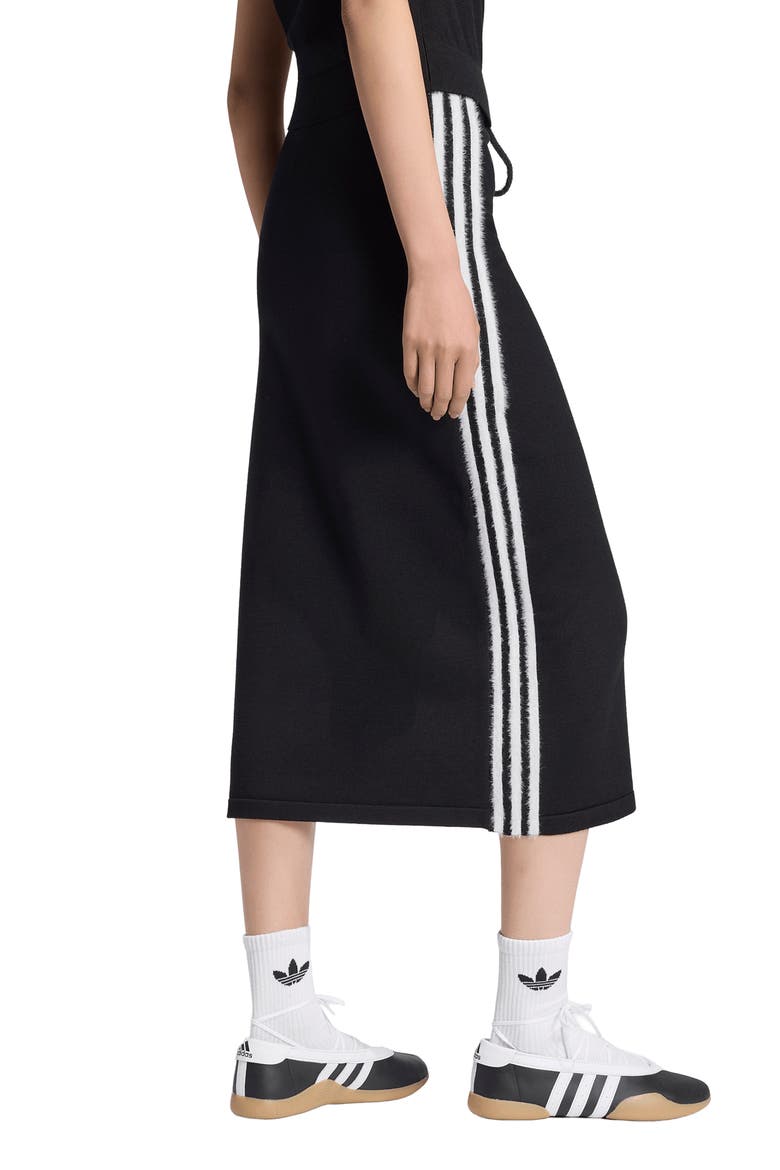 Three-Stripe Knit Midi Skirt, Alternate, color, BLACK/ WHITE