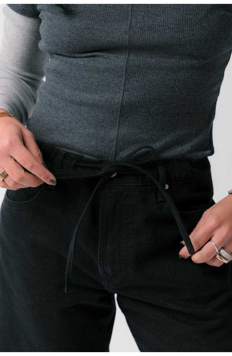 Nelle Atelier The Georgie Petite Drawstring Baggy Jean, Alternate, color, Onyx