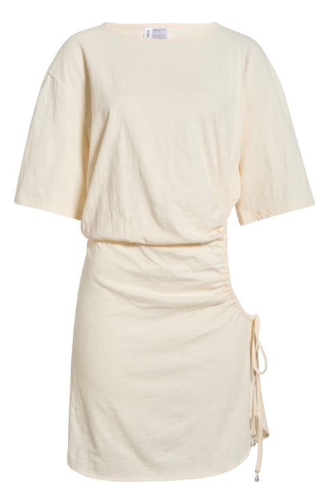 Shirred Side Cover-Up Shirt Dress